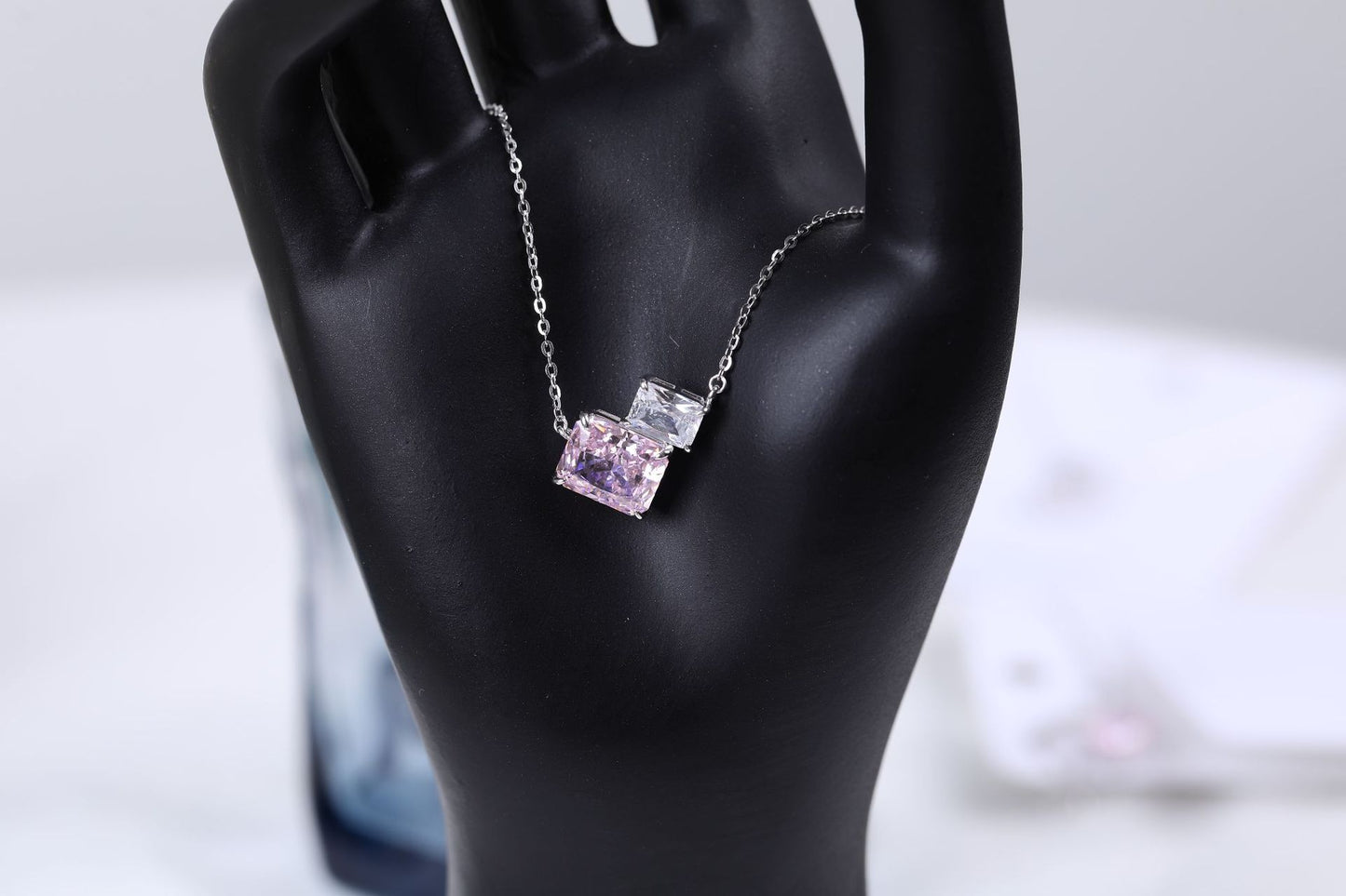 Collana zircone geometrica taglio ghiaccio