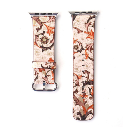 Orologio con cinturino pelle floreale