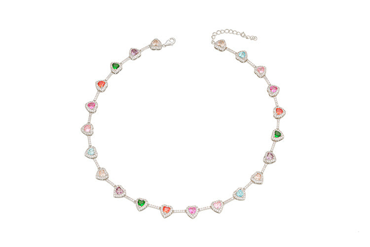 Collana cuore zircone colorata