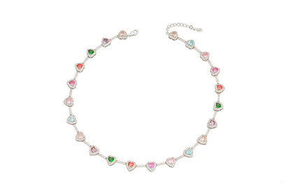 Collana cuore zircone colorata