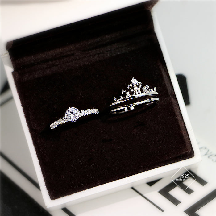 Anello corona argento doppio strato