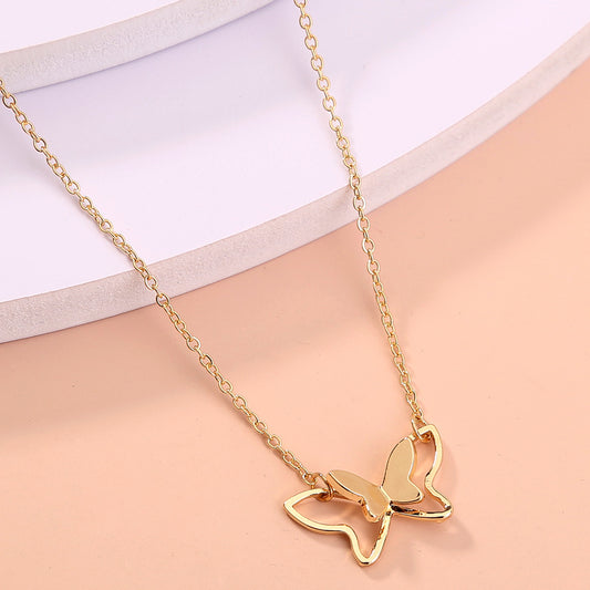 Collana farfalla doppio strato metallo