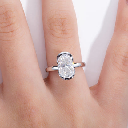 Anello argento moissanite ovale da donna