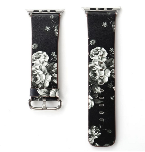 Orologio con cinturino pelle floreale
