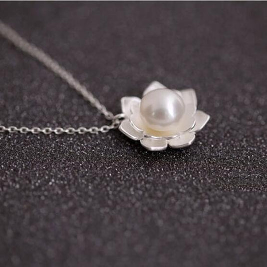 Collana loto argento con perla