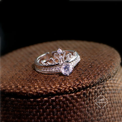 Anello corona argento doppio strato