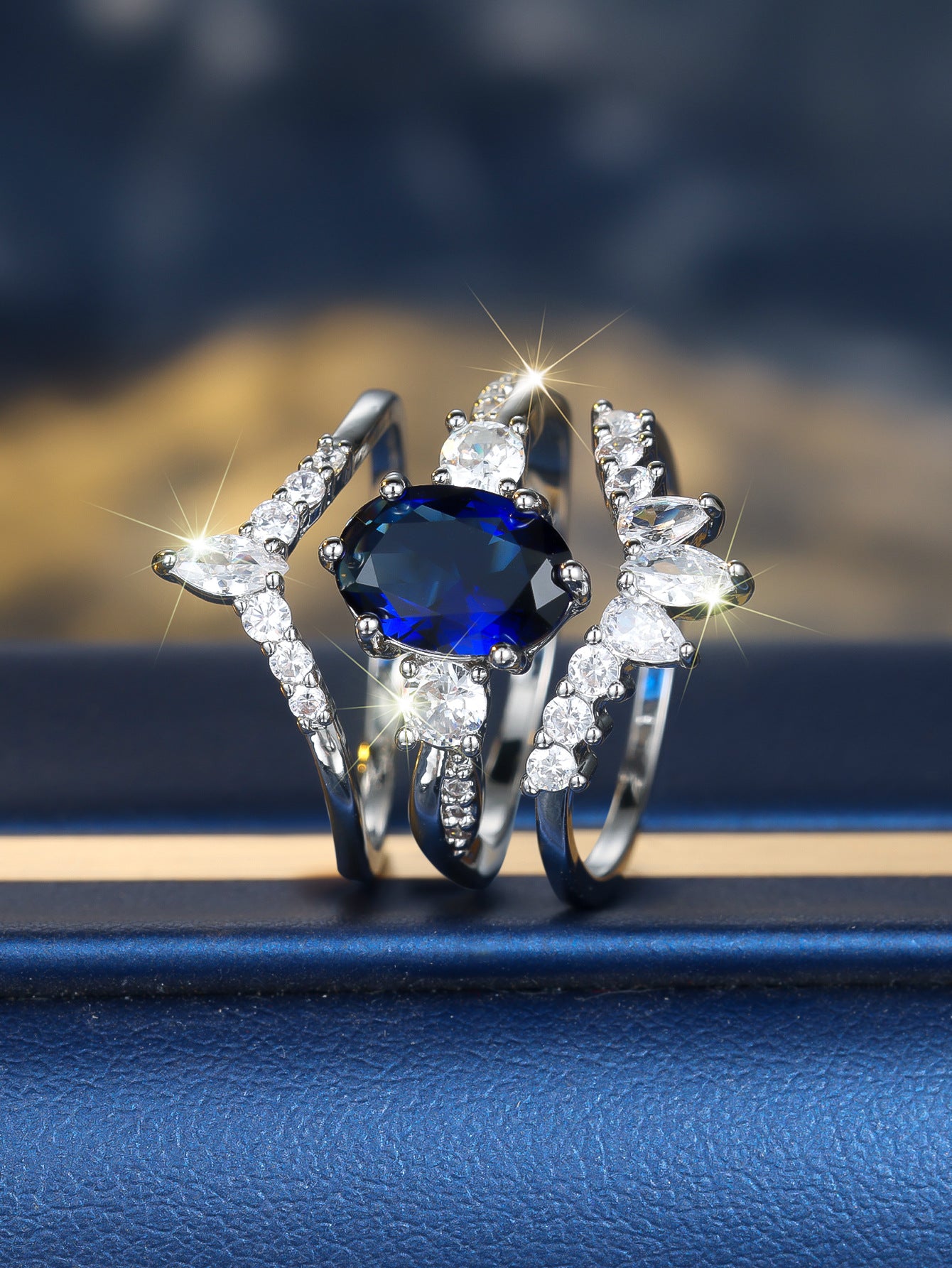Anello Goccia Zaffiro Diamante