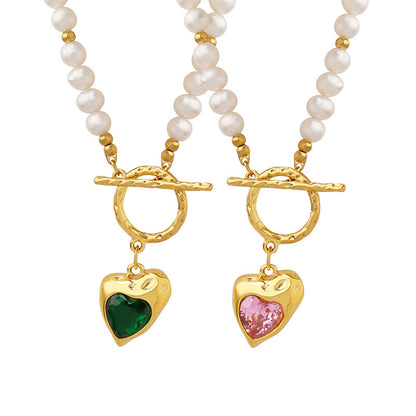 Collana cuore zircone titanio da donna