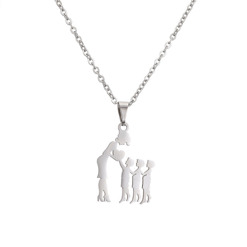 Collana acciaio titanio madre-figlio