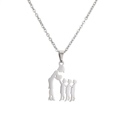 Collana acciaio titanio madre-figlio