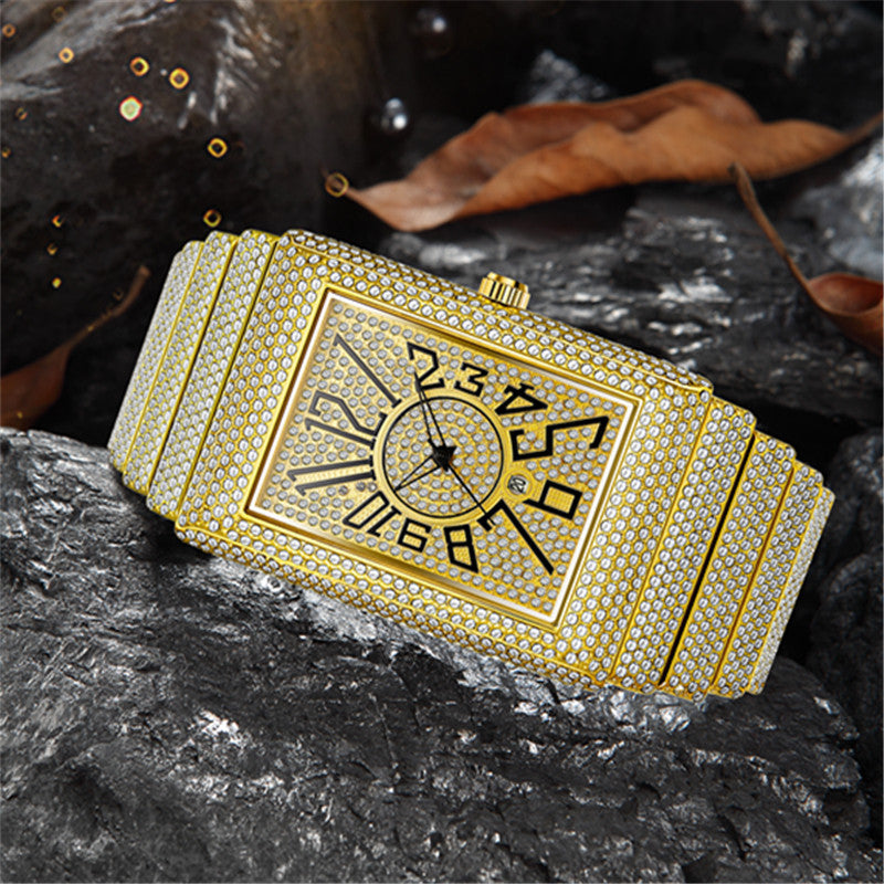Orologio quadrato con diamanti da uomo