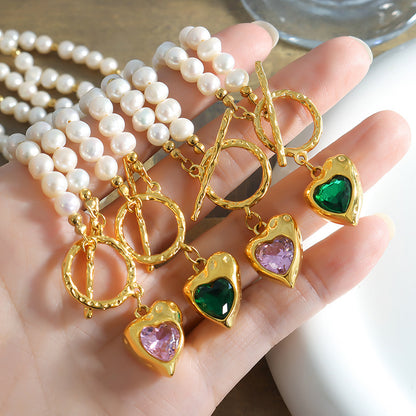 Collana cuore zircone titanio da donna
