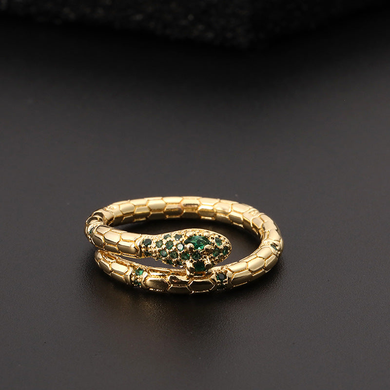 Anello serpente zircone aperto