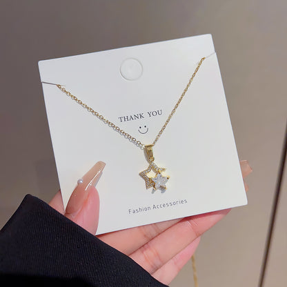 Collana stella zirconi acciaio titanio