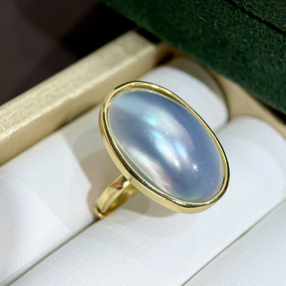 Anello perla Mabe blu