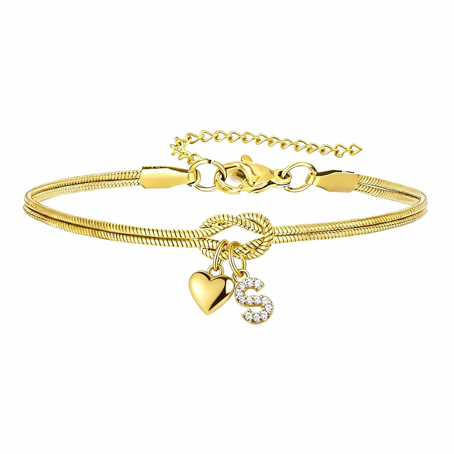 Bracciale Pendente Cuore con Lettere