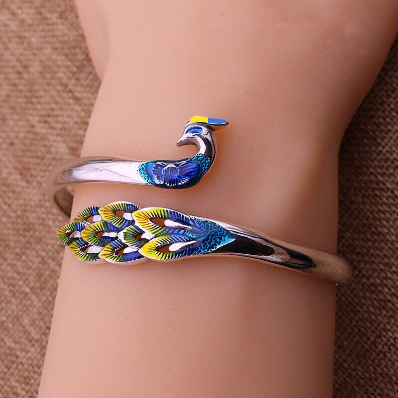 Anello pavone smaltato