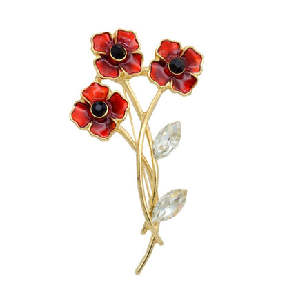 Spilla papavero rosso gocciolante
