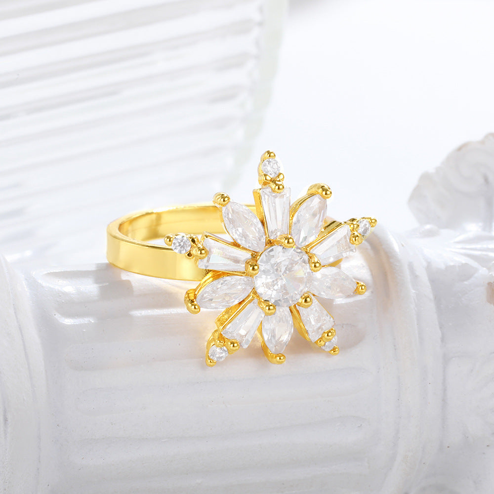 Anello fiore con zirconi