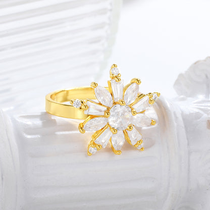 Anello fiore con zirconi