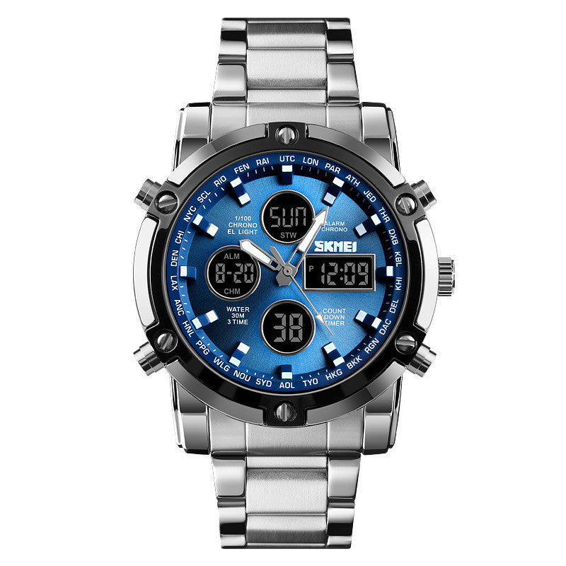 Orologio doppio display acciaio