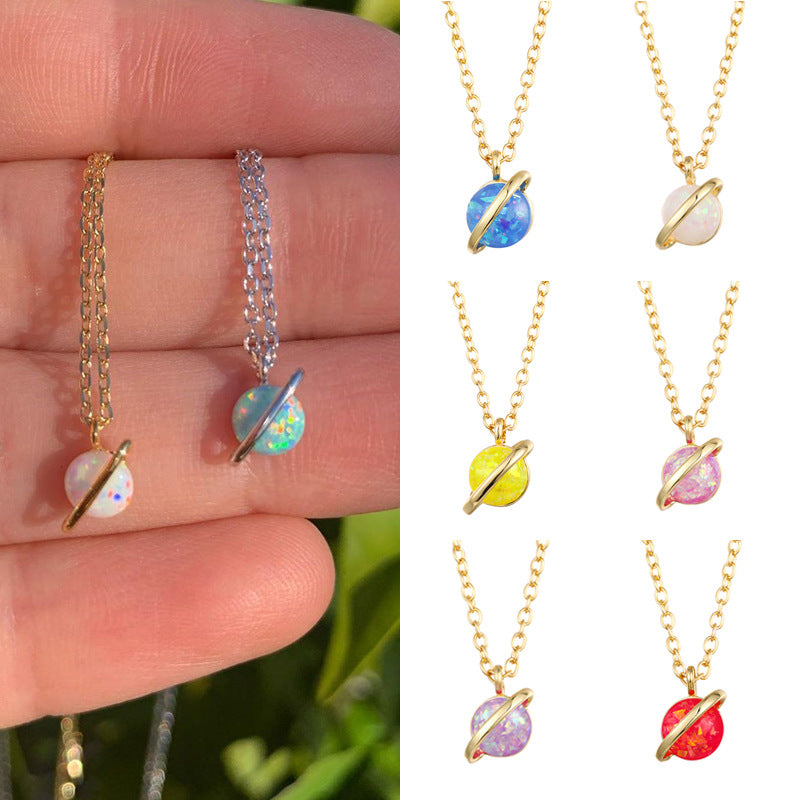 Collana opale pendente pianeta