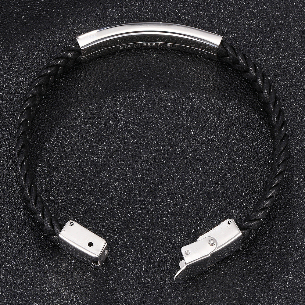 Bracciale pelle intrecciata catena