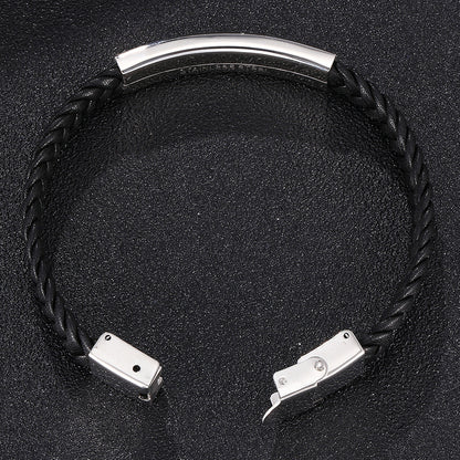 Bracciale pelle intrecciata catena