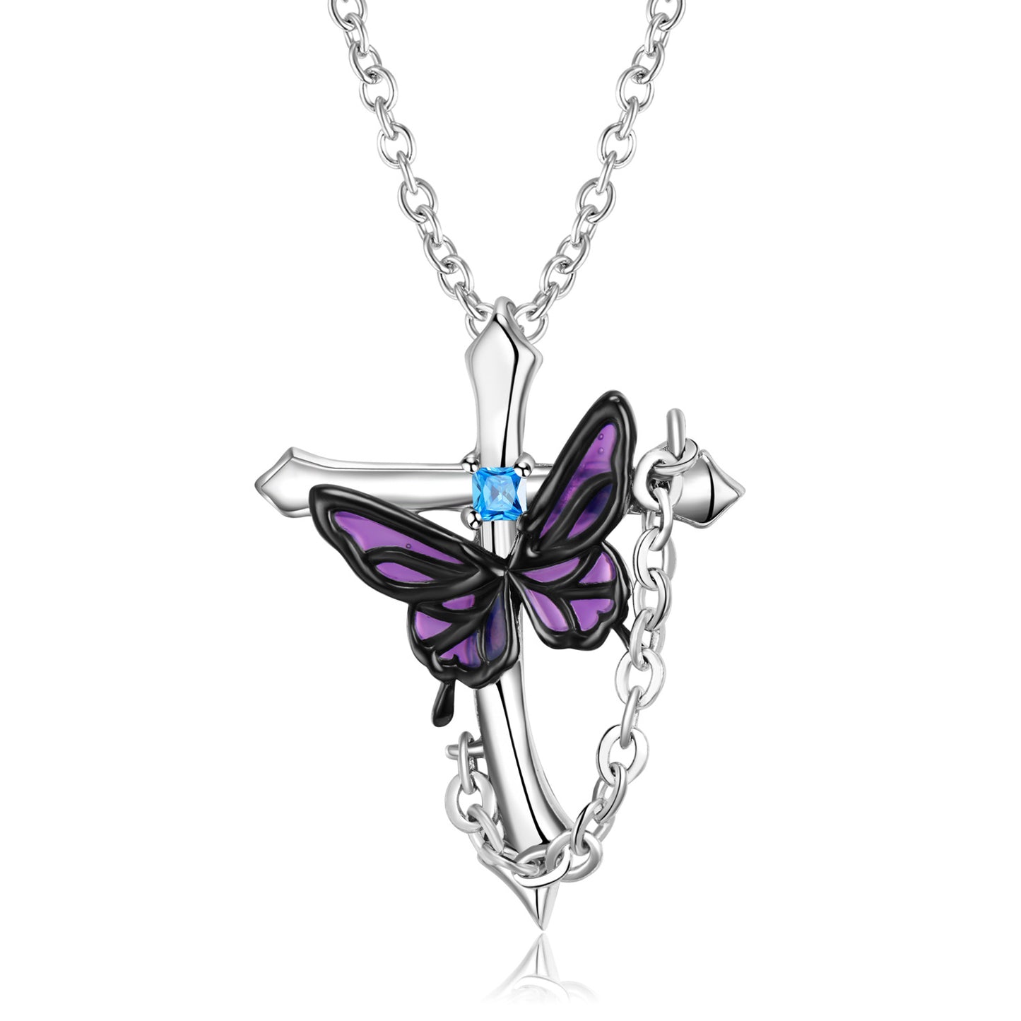 Collana croce farfalla argento