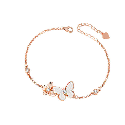 Braccialetto farfalla madreperla oro rosa