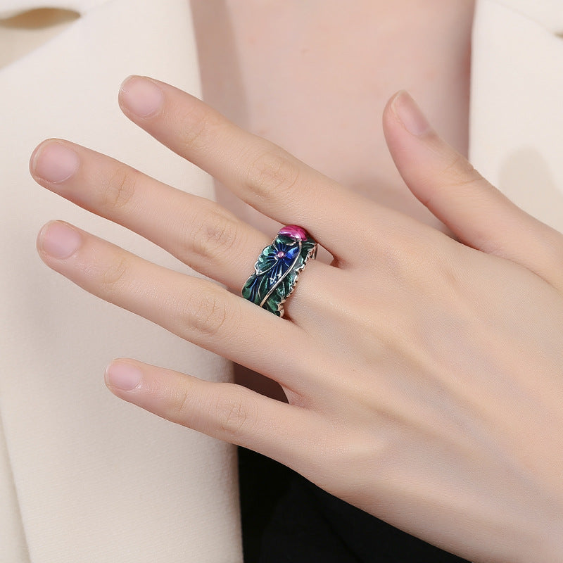 Anello loto smaltato