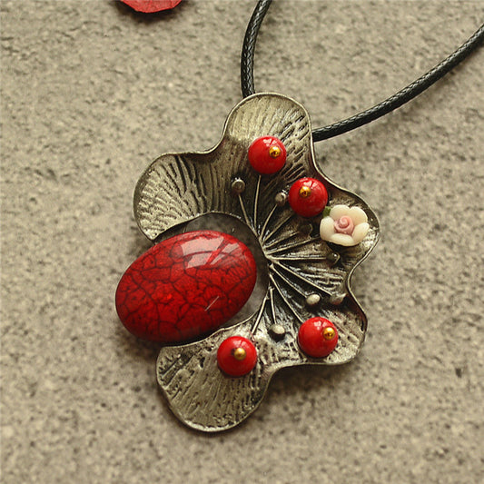 Collana vintage foglia argento