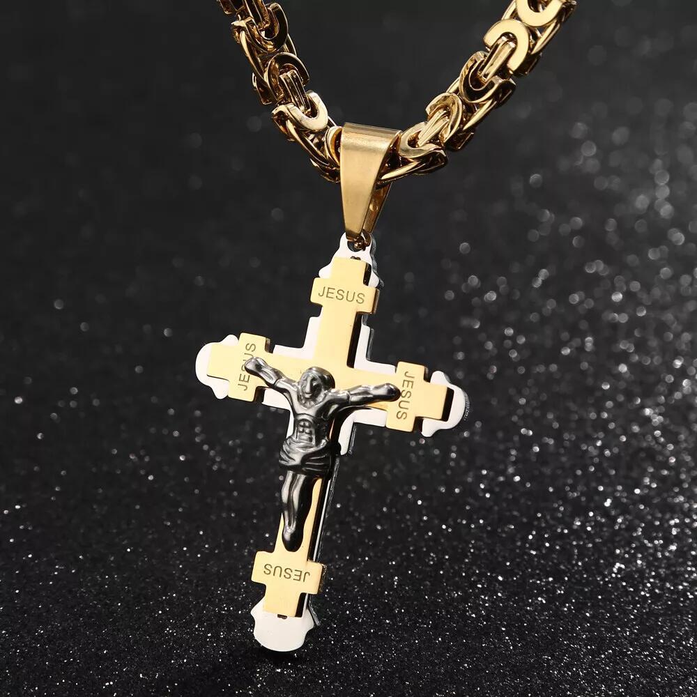 Collana con ciondolo croce acciaio inox