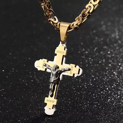 Collana con ciondolo croce acciaio inox