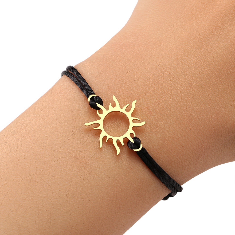 Bracciale corda nera acero
