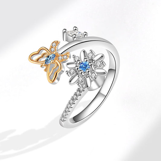 Anello farfalla con zircone regolabile
