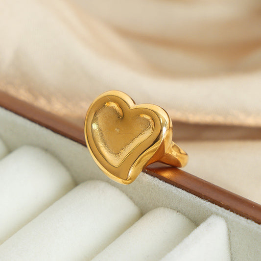Anello cuore titanio acciaio