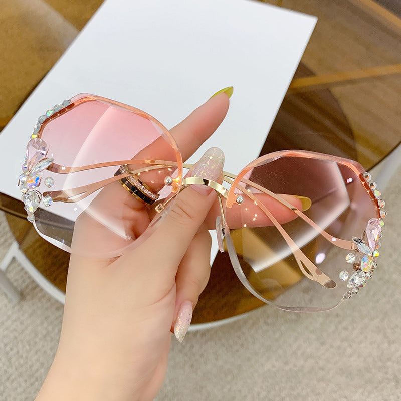 Occhiali da sole senza montatura con strass