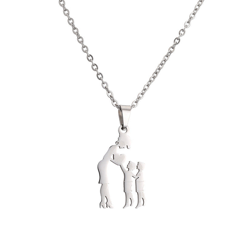 Collana acciaio titanio madre-figlio