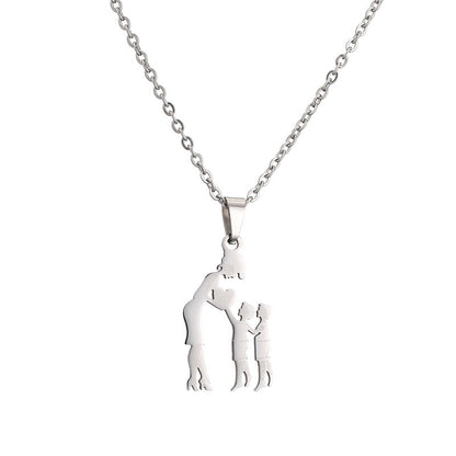 Collana acciaio titanio madre-figlio