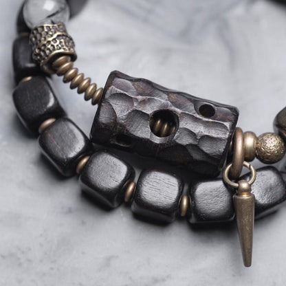 Bracciale cristallo nero etnico
