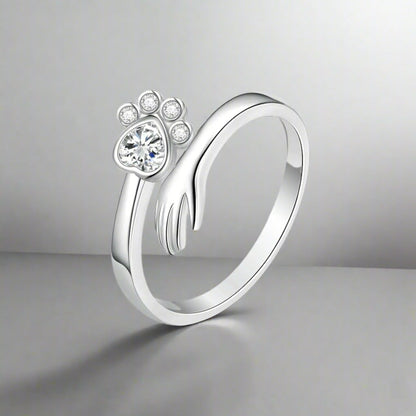 Anello zampe di gatto con zircone