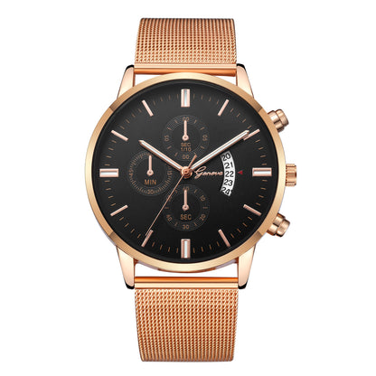 Orologio calendario mesh acciaio