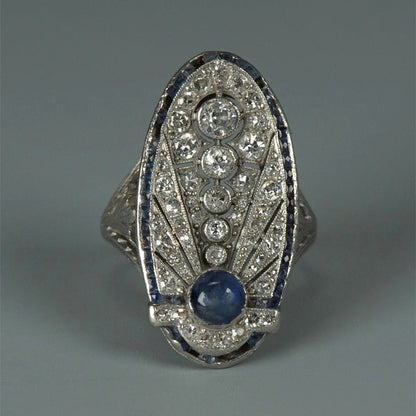Anello Zircone Blu Retrò