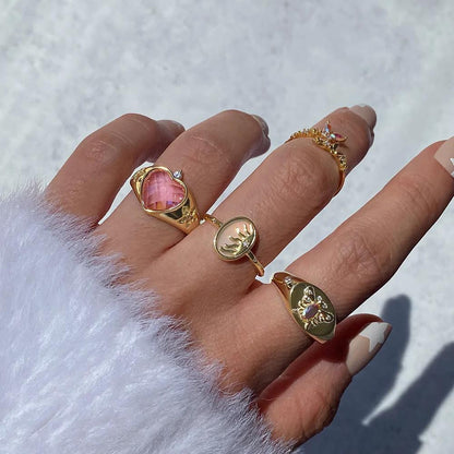 Anello sole conchiglia strass