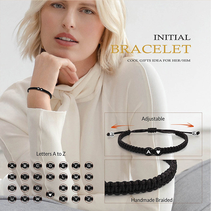 Bracciale intrecciato cuore e lettere
