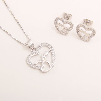 Set collana cuore con zirconi