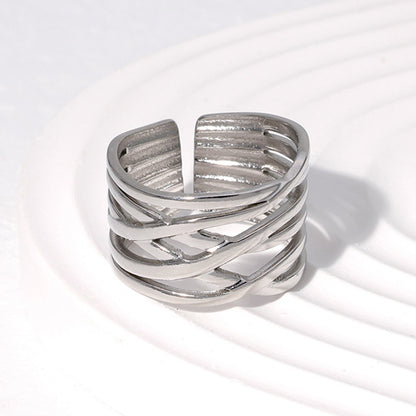 Anello geometrico titanio lineare