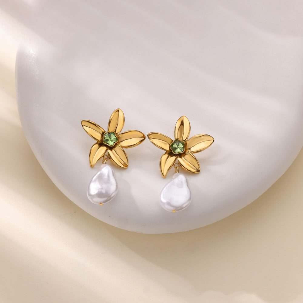Orecchini fiore zircone verde