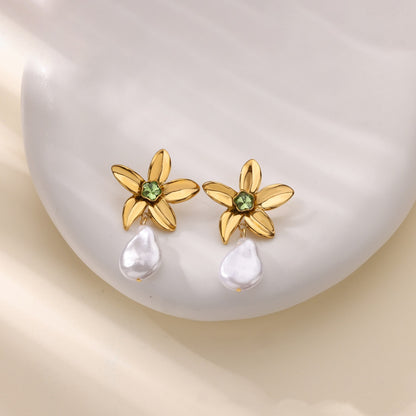 Orecchini fiore zircone verde